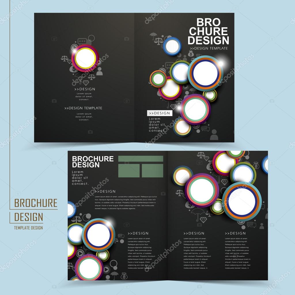 Modern Half Fold Brochure Template Design In Black Stock Vector C Kchungtw