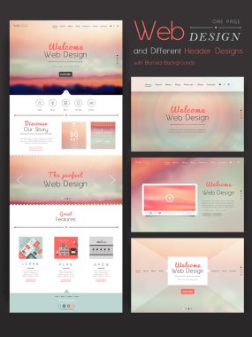 arka plan bulanık ile bir sayfa web sitesi şablon tasarımı