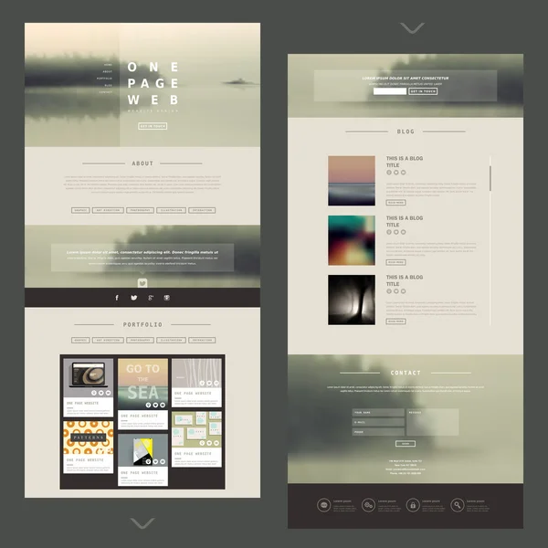 Eine Seite Website Template Design — Stockvektor