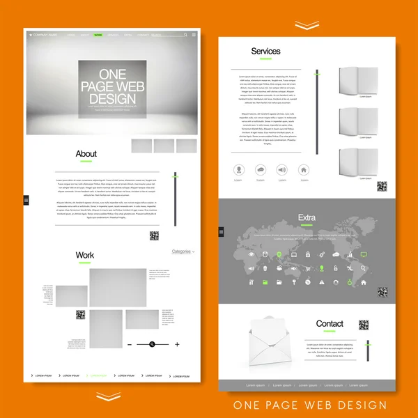 Minimalistische één pagina sjabloon websiteontwerp — Stockvector