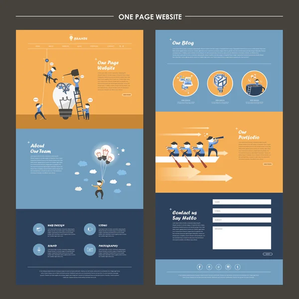 Diseño de plantilla de sitio web de una página — Archivo Imágenes Vectoriales