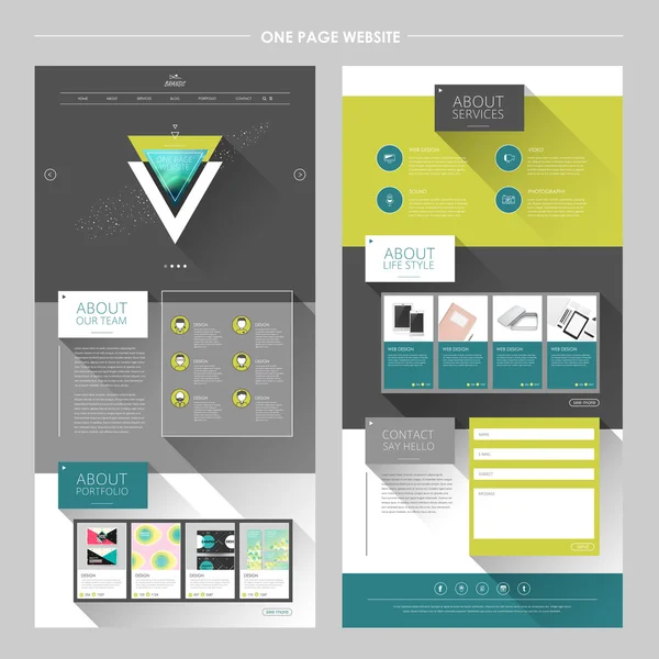 Modern geometric one page website template — Stock Vector