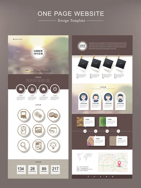 Moderne één pagina sjabloon websiteontwerp — Stockvector