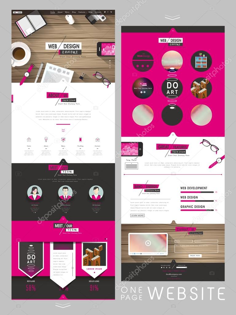 flat style one page website template 
