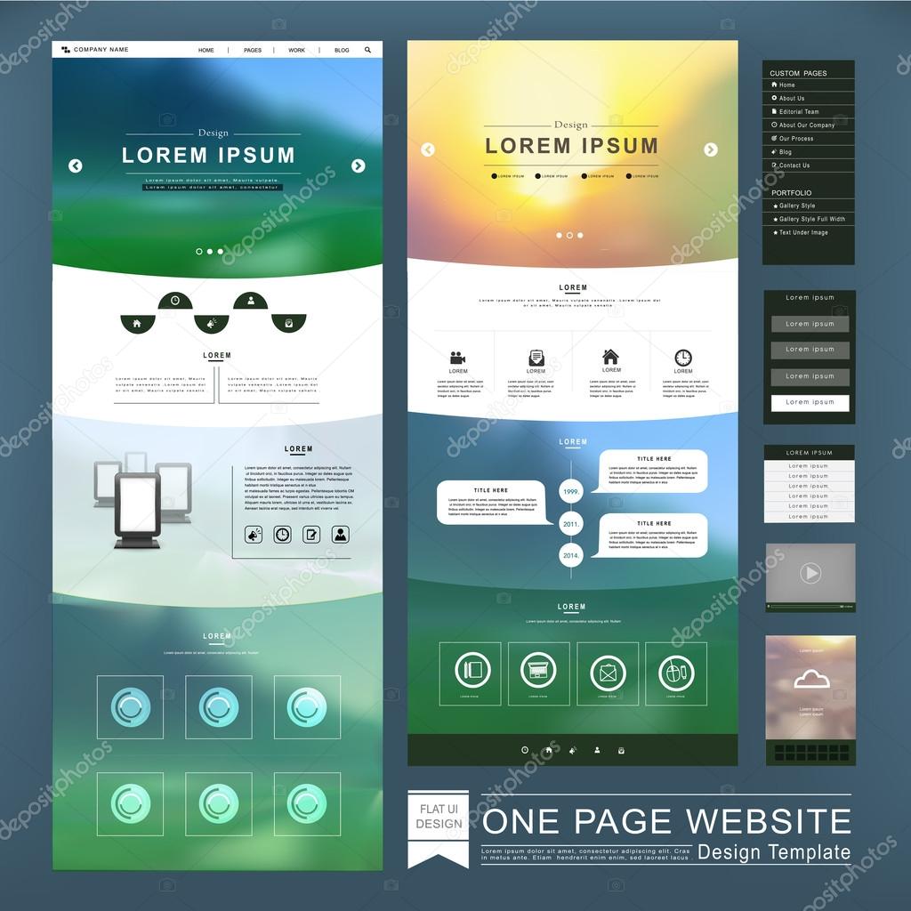 one page website design in blurred background