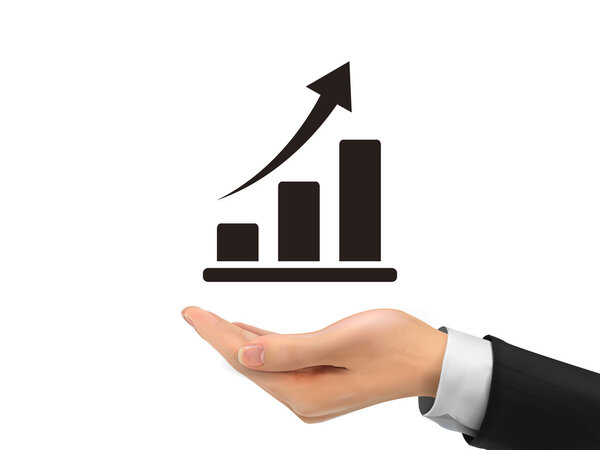 growing graph holding by realistic hand 