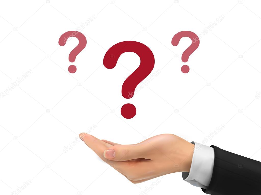 question mark icon holding by realistic hand