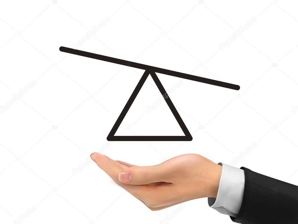 seesaw diagram holding by realistic hand 