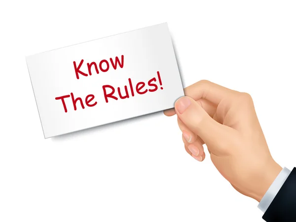 Γνωρίζετε τους κανόνες κάρτα στο χέρι — Διανυσματικό Αρχείο