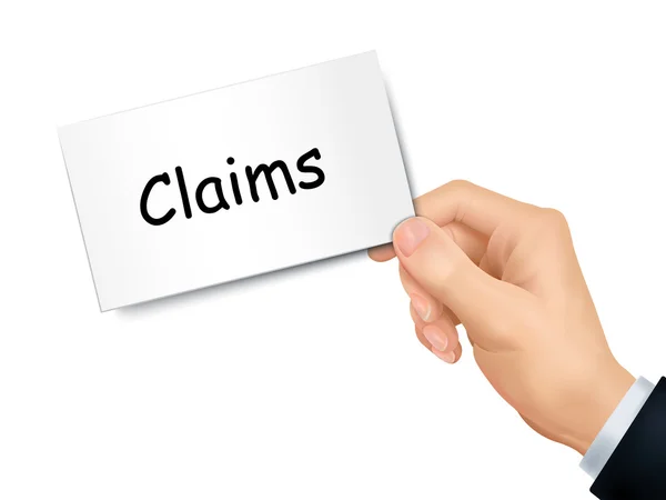 Claims card in hand — Stock Vector
