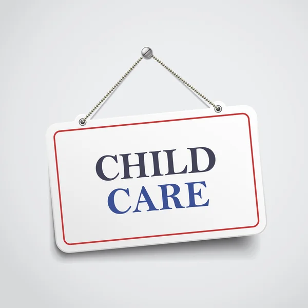 Φροντίδα των παιδιών κρέμονται σημάδι — Διανυσματικό Αρχείο