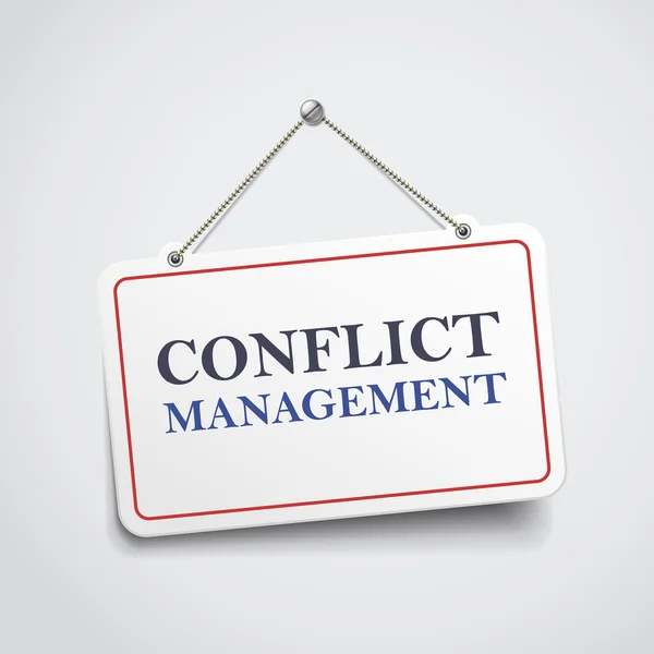 Signo colgante de gestión de conflictos — Vector de stock