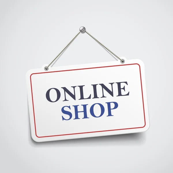 Online shop hängande tecken — Stock vektor