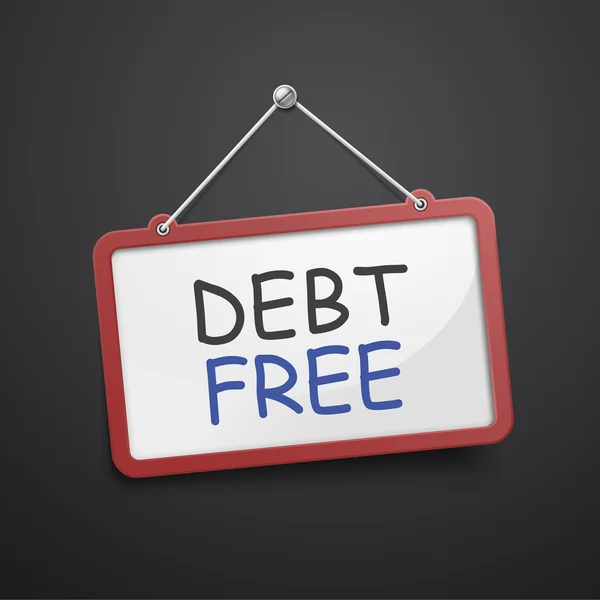 Debt free hanging sign — Stock Vector