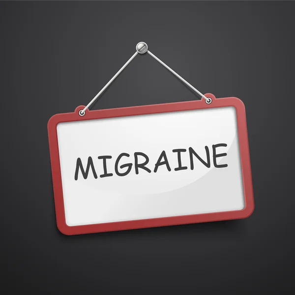 Migraine hanging sign — Stock Vector