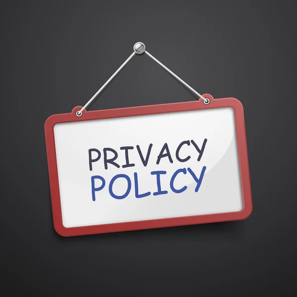 Política de privacidad colgante signo — Archivo Imágenes Vectoriales