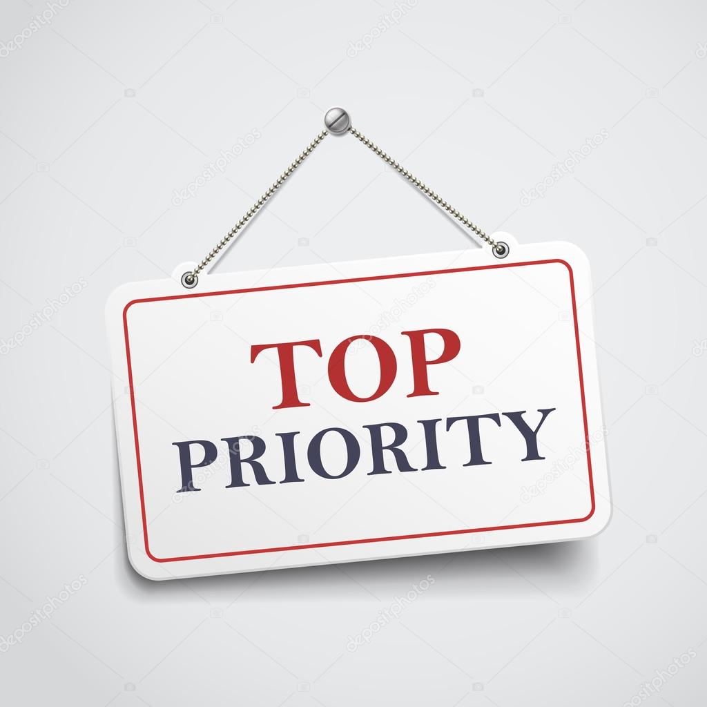 top priority hanging sign