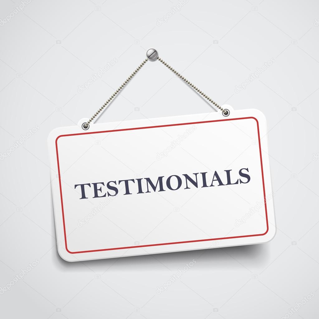 testimonials hanging sign 