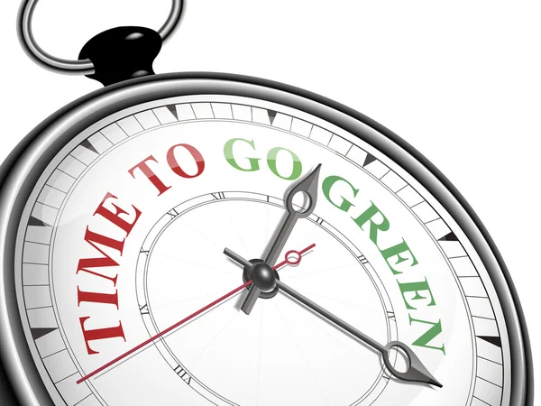Hora de ir reloj concepto verde — Vector de stock