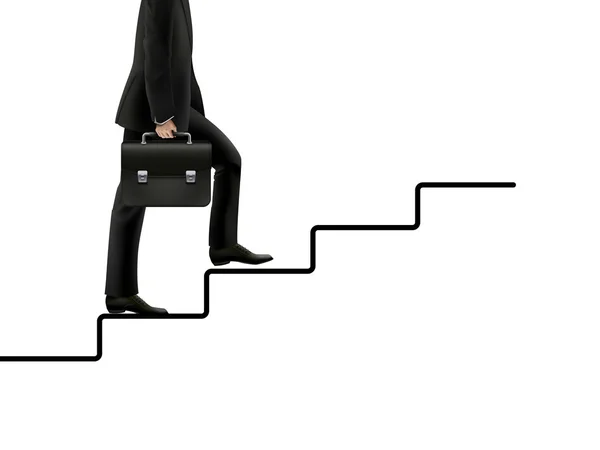 Işadamı el üstünde yürüyen merdiven çizilmiş — Stok Vektör