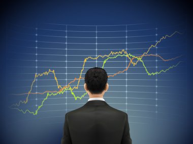businessman stands in front of forex chart  clipart