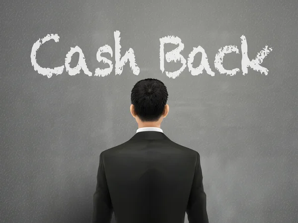 Uomo d'affari con cash back words — Vettoriale Stock