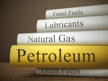 Stack of books with petroleum concept clipart