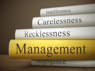 Stack of books with management concept clipart
