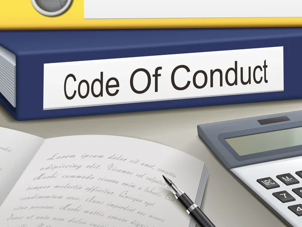 Carpeta con documentos de código de conducta — Vector de stock