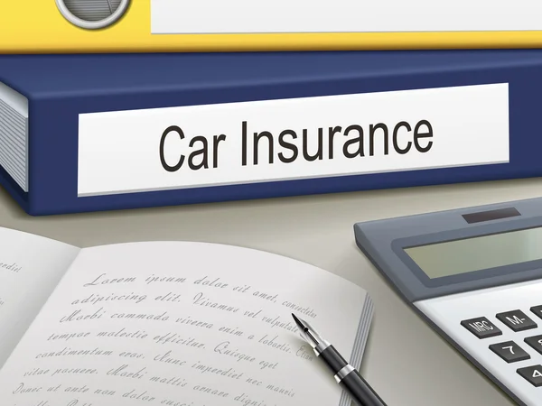 Carpeta con documentos de seguro de coche — Vector de stock