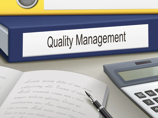 Cartella con documenti di gestione della qualità — Vettoriale Stock