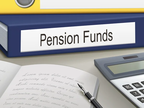 Pensioenfondsen ondertekenen op map — Stockvector