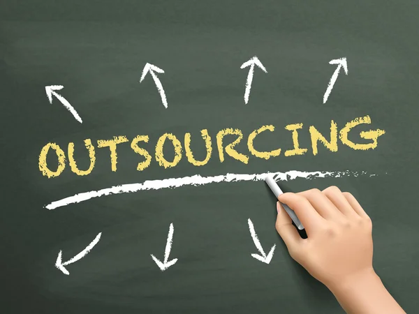 Concetto di outsourcing con frecce — Vettoriale Stock