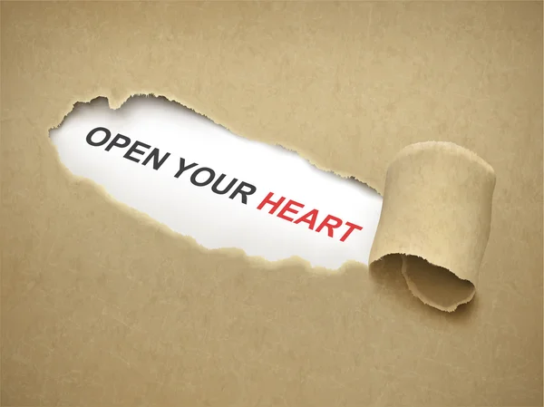 フレーズ オープンあなたの心を明らかにするために引き裂かれた紙 — ストックベクタ