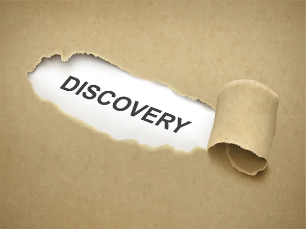 Papíru roztrhané odhalit slovo discovery — Stockový vektor