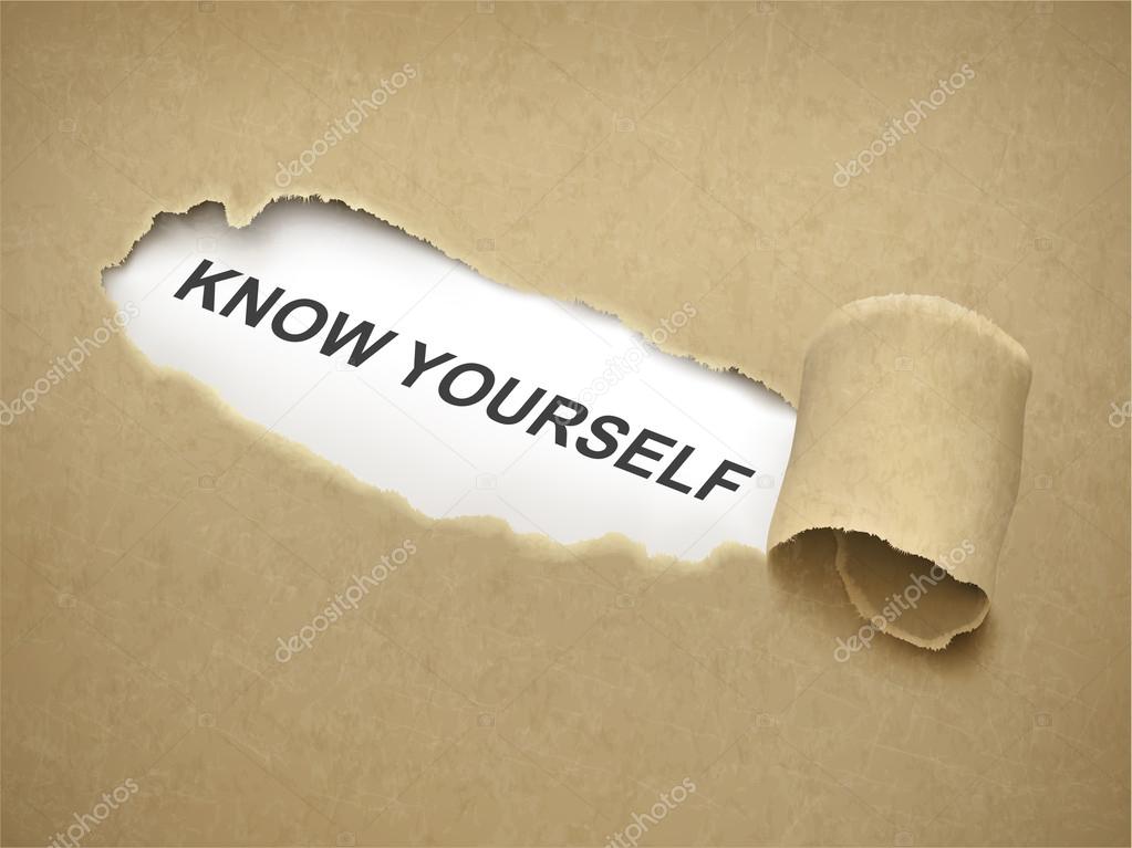 Paper torn to reveal phrase know yourself