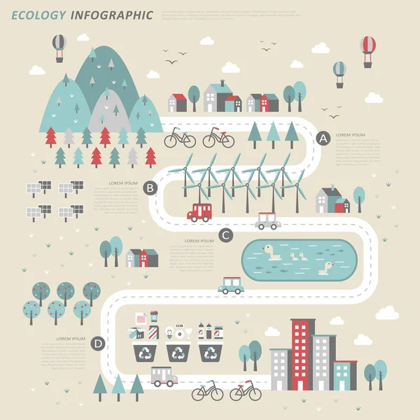 Concetto di ecologia modello infografico — Vettoriale Stock