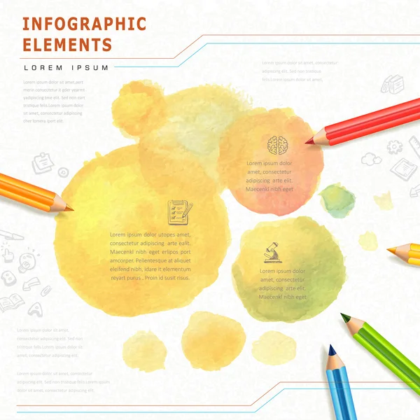 Acuarela estilo educación infografía — Vector de stock