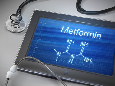Tablet üzerinde görüntülenen metformin kelime 