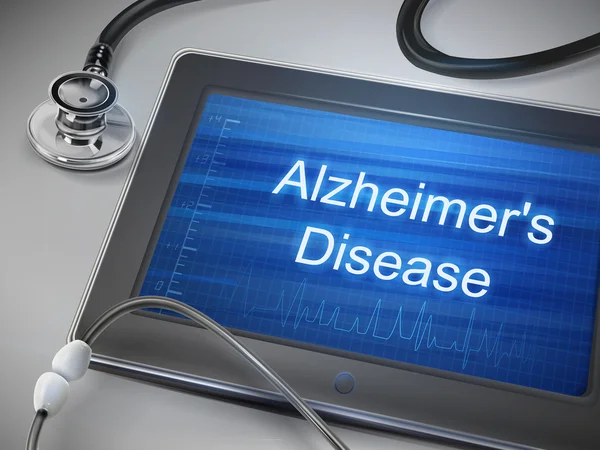 Слова болезни Альцгеймера отображаются на планшете — стоковый вектор