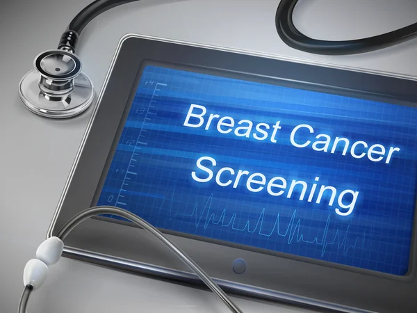 Wortanzeige zur Brustkrebs-Früherkennung auf Tablet — Stockvektor