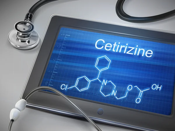 Cetirizine woord weergeven op Tablet PC — Stockvector