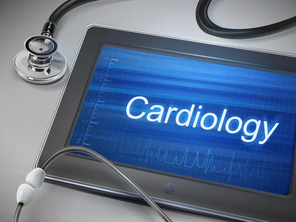 Cardioilogia visualizzazione delle parole su tablet — Vettoriale Stock