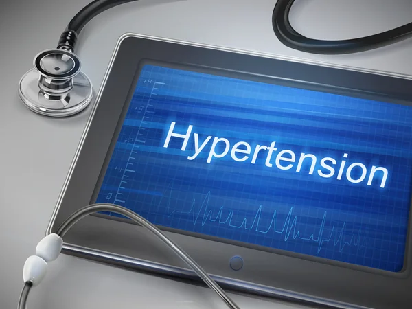 Indicación de la palabra hipertensión en la tableta — Archivo Imágenes Vectoriales