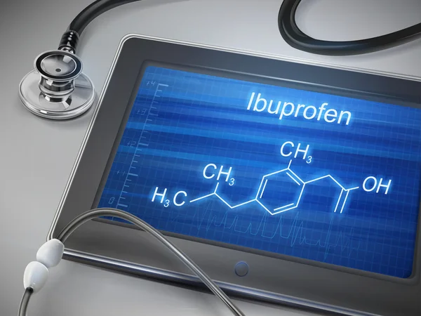 Ibuprofen woord weergeven op Tablet PC — Stockvector