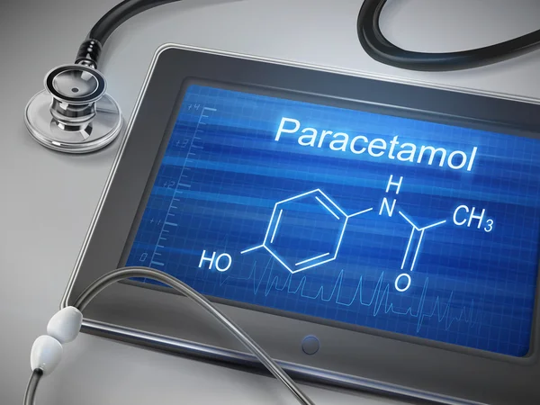 Paracetamol word displayed on tablet — Stock Vector