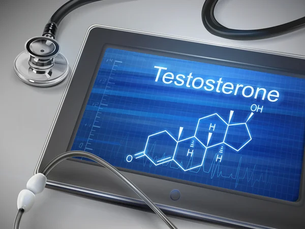 Testosteron woord weergegeven op Tablet PC — Stockvector
