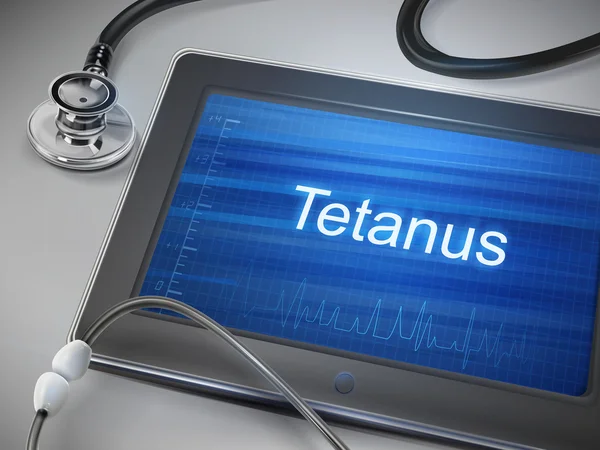 Tetanus word displayed on tablet — Stock Vector