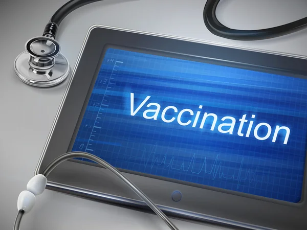 Mot de vaccination affiché sur comprimé — Image vectorielle