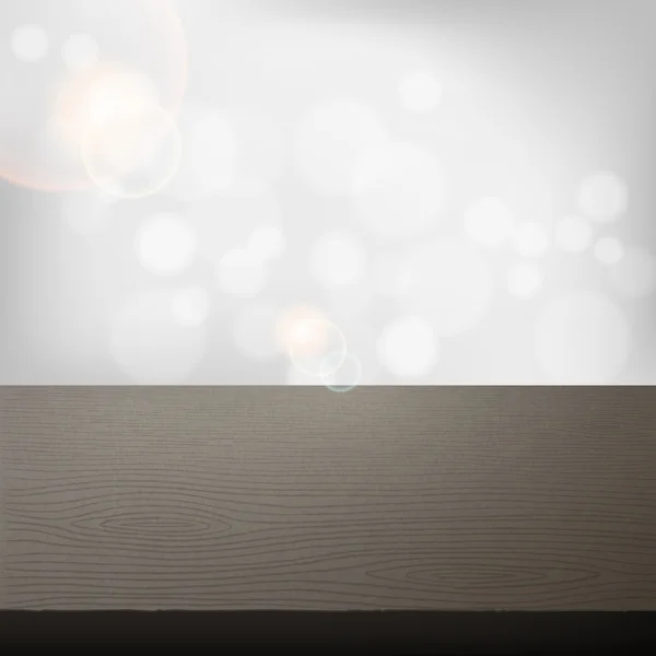 Leerer Holztisch über abstrakter grauer Wand — Stockvektor